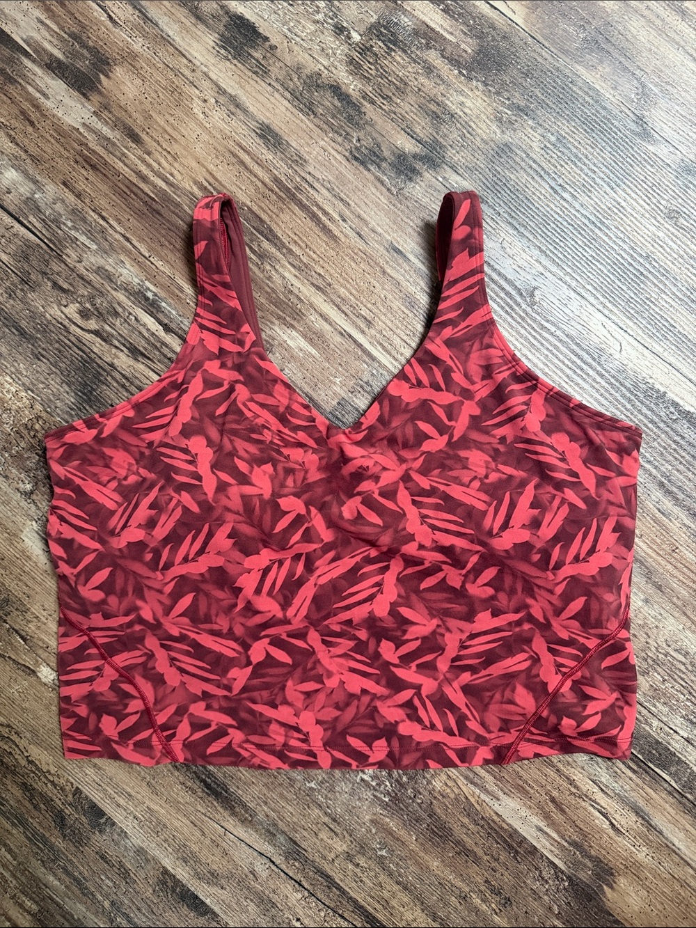 Lululemon Align Cropped Tank Top Spray Leaf Fireside Red Multi Size 20